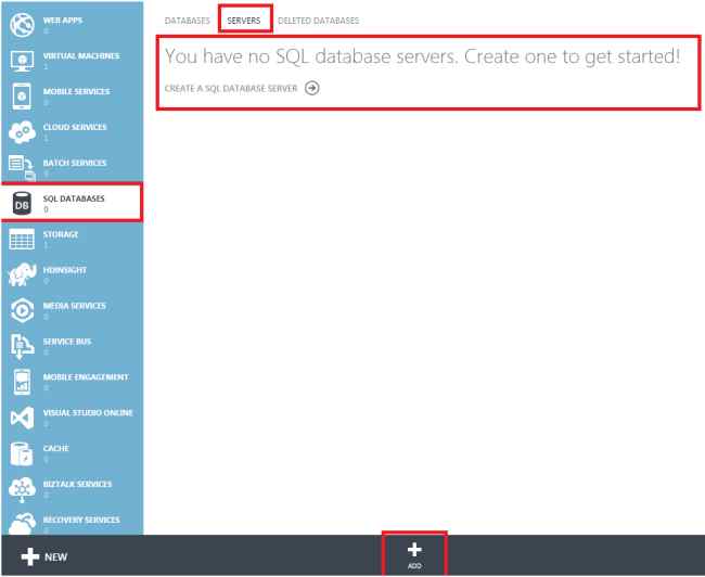 choose SQL DATABASE option